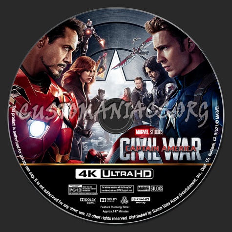 Captain America: Civil War 4K blu-ray label