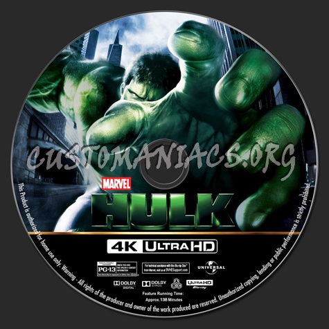 Hulk 4K blu-ray label