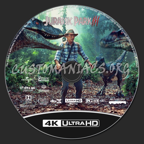 Jurassic Park III 4K blu-ray label