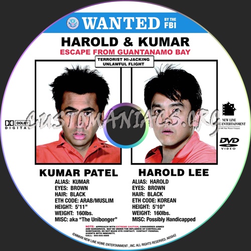 Harold & Kumar Escape from Guantanamo Bay dvd label