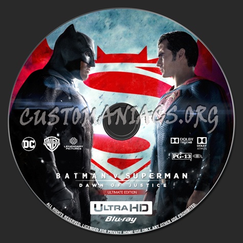 Batman v Superman: Dawn of Justice 4K blu-ray label