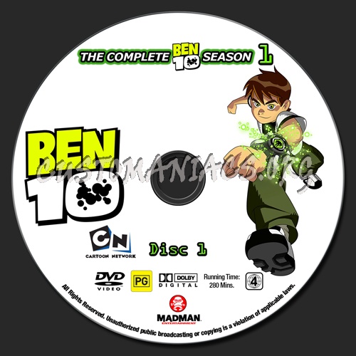 Ben 10 Seasons 1 - 4 dvd label