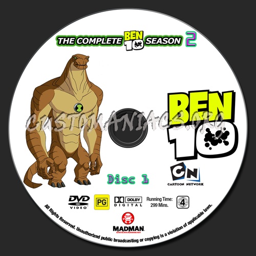 Ben 10 Seasons 1 - 4 dvd label
