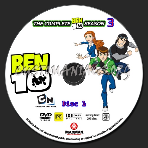 Ben 10 Seasons 1 - 4 dvd label