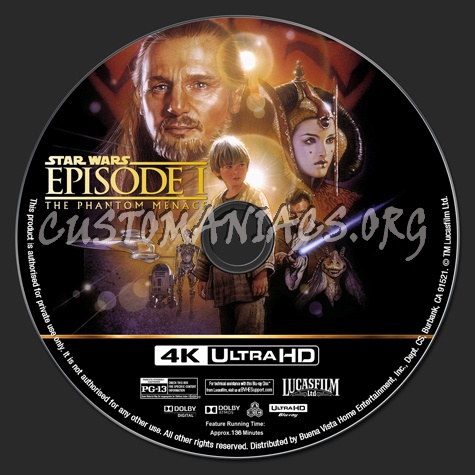 Star Wars: Episode I - The Phantom Menace 4K blu-ray label