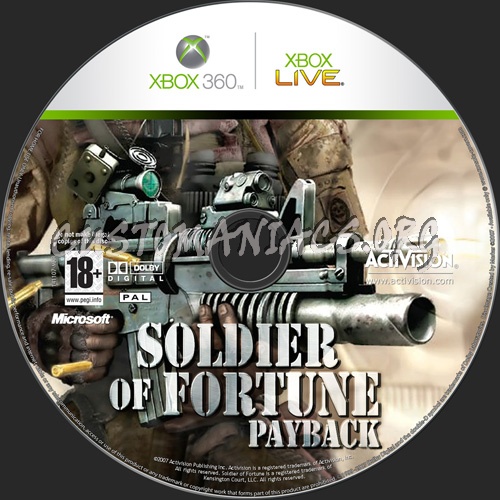 Soldier Of Fortune Payback dvd label